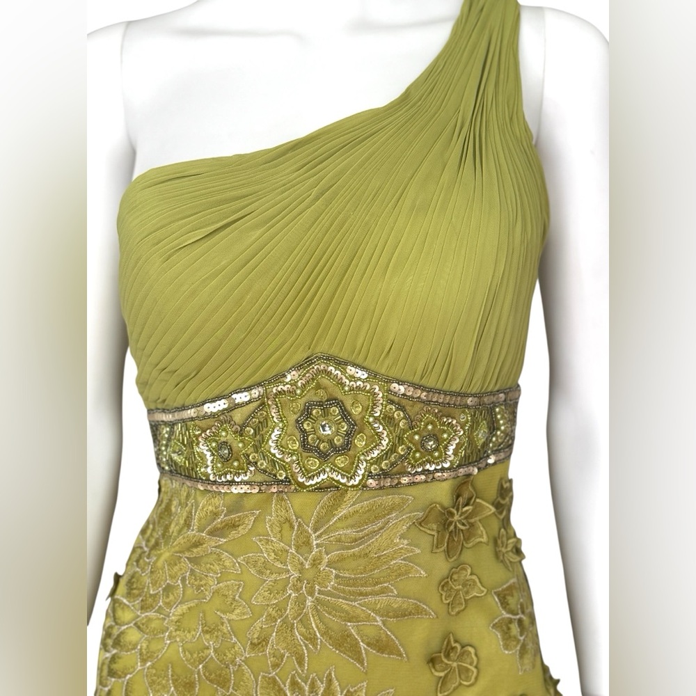 NWT Sue Wong One-Shoulder Celadon Floral Dress - Picture 4 of 12